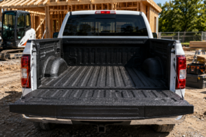 White Pickup at Construction Site